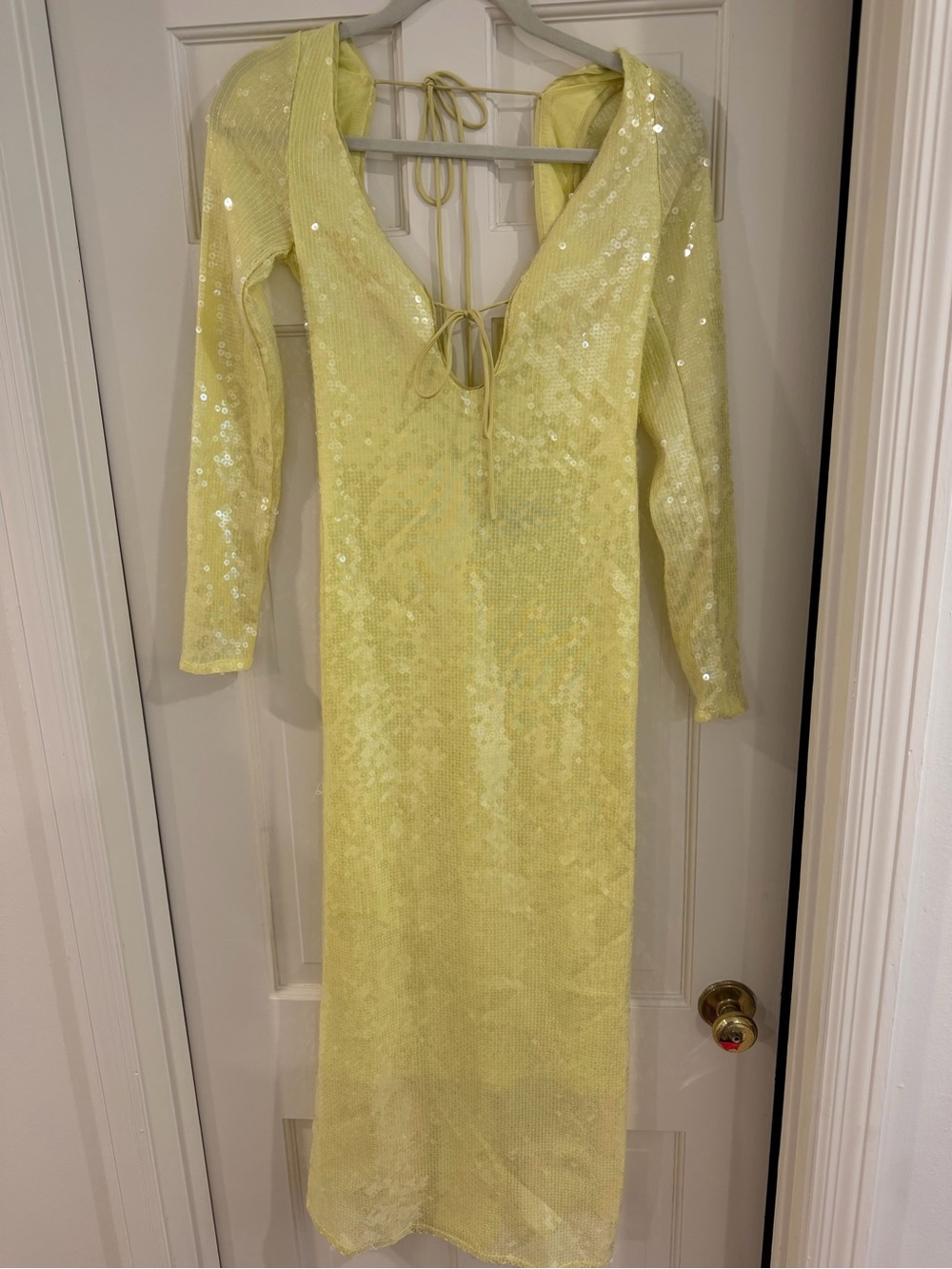 Bardot Lemon Sequin Long Sleeve Midi Dress